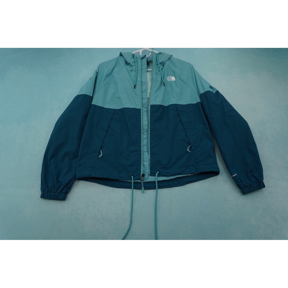 The North Face DryVent Rain Jacket Womens S Teal Blue Colorblock Hooded Shell
